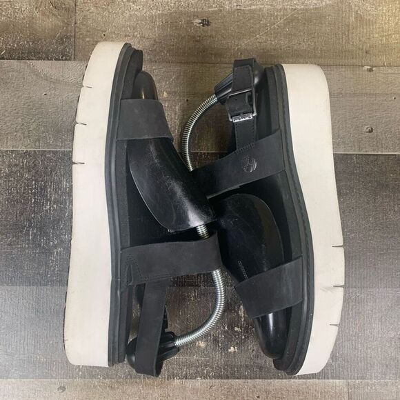 Timberland Women’s Size 10 Safari Dawn Platform Sandals Black Leather Adjustable - Picture 9 of 11